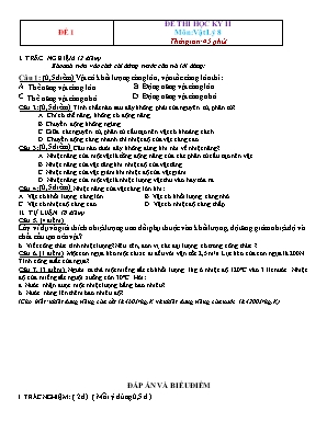 16 Đề thi học kỳ 2 Vật lý lớp 8 (Có đáp án)